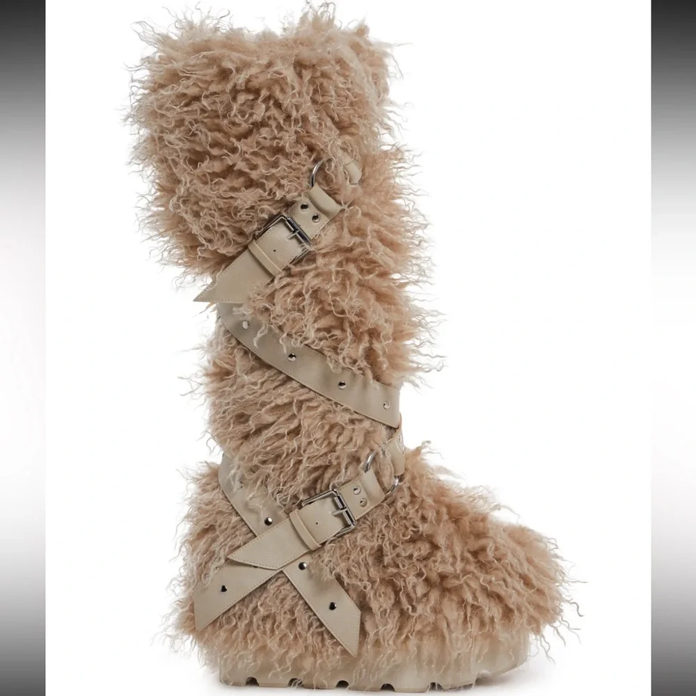 Club Exx WILD INSTINCTS FAUX FUR BOOTS - SAND